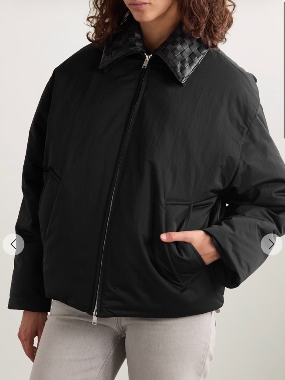 Bottega Veneta Black Quilted Removable Leather Collar Jacket - Size XL/IT 56